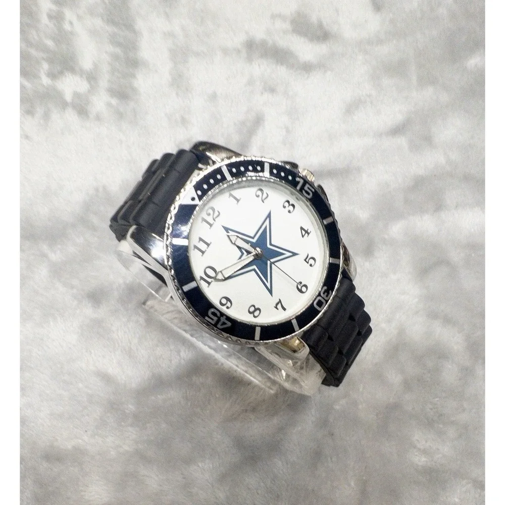 DALLAS COWBOYS BLACK BAND WATCH GAMETIME Mens 40mm NEW BATTERY